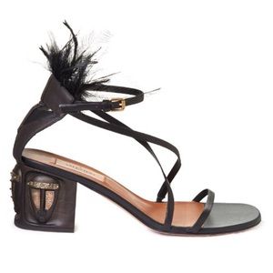 Valentino Tribal Mask Feather Ankle Strap Heels